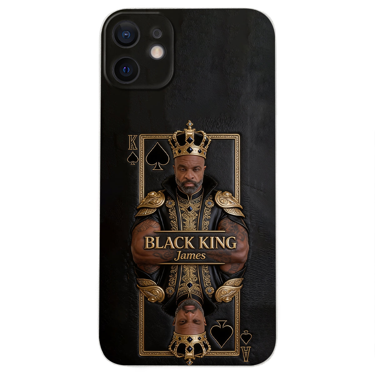 Black King - Personalized African American 3D Embossed Leather Phone Case