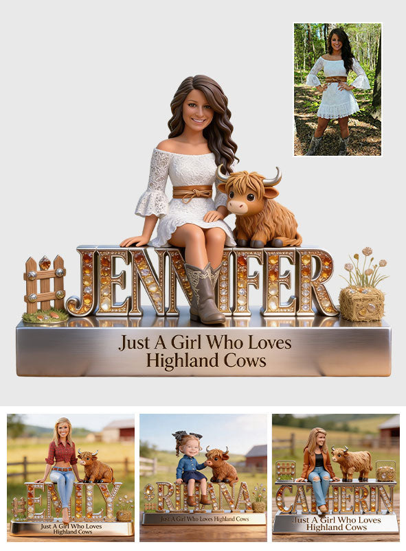 Just A Girl Who Loves Highland Cows - Personalized Highland Cow Custom Shaped Acrylic Plaque