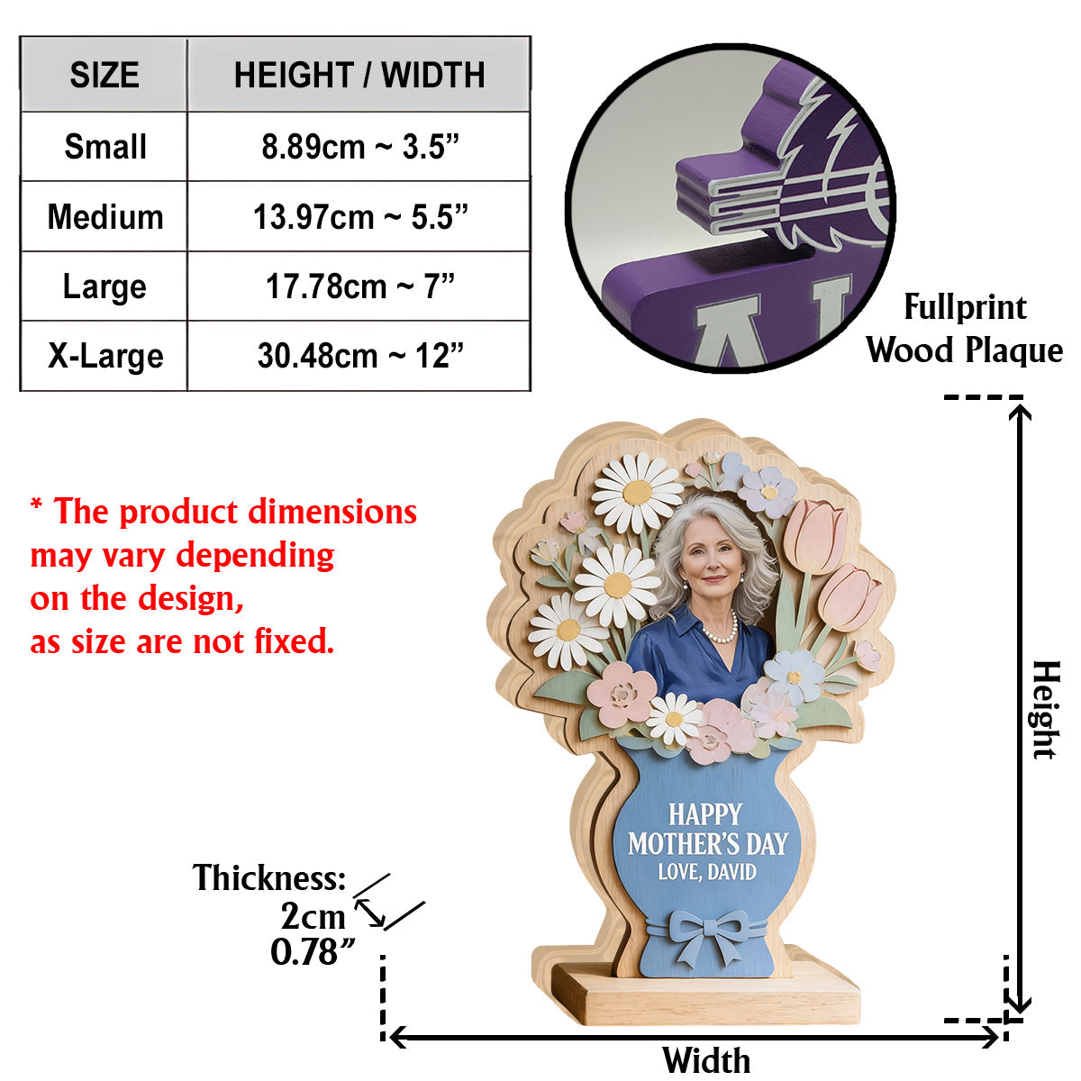 Happy Mother's Day - Personalized Mother Custom Shaped Wood Plaque