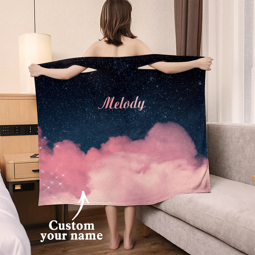 Pink Clouds Bathrobe - Personalized Bath Towel Dress