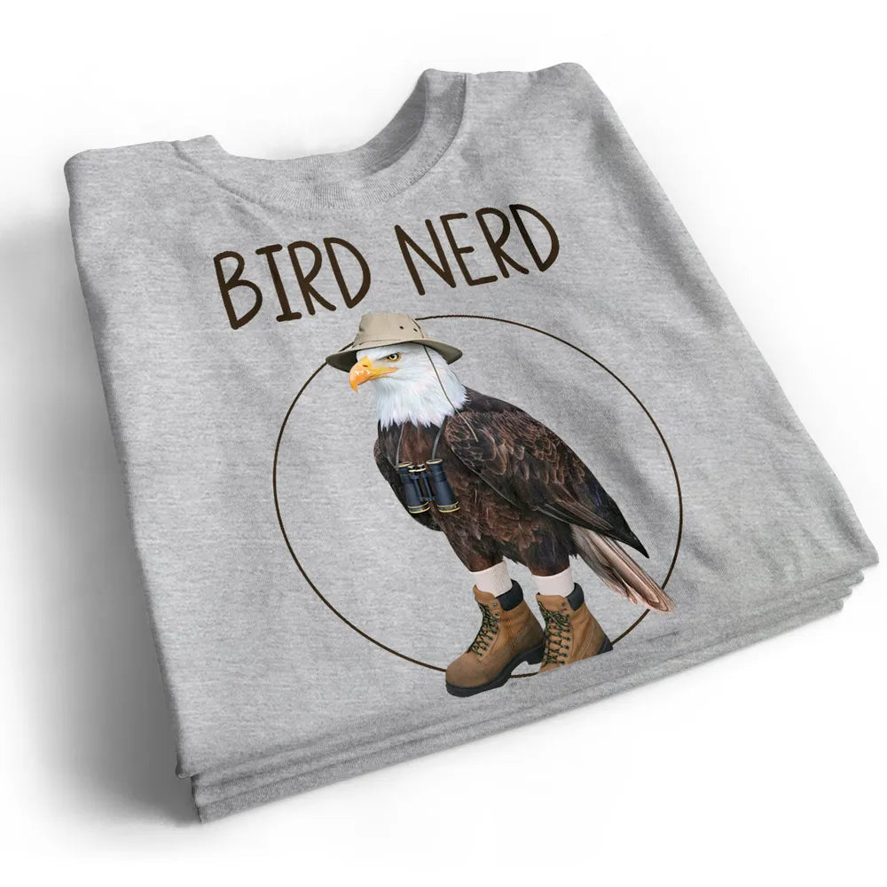 Personalized Bird Nerd Classic Tee with Funny Eagle Illustration for Bird Lovers, Unique Gift for Any Birder
