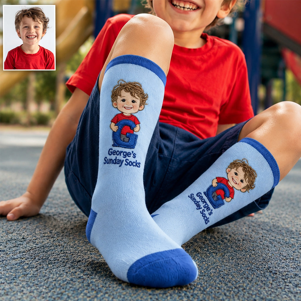 Any Photo Lucky Day Socks - Personalized Kid Socks