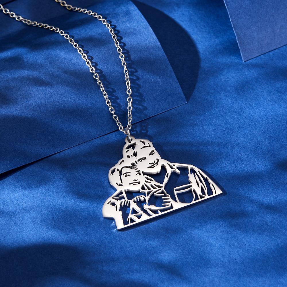 Custom Photo Line Art - Personalized Photo Necklace