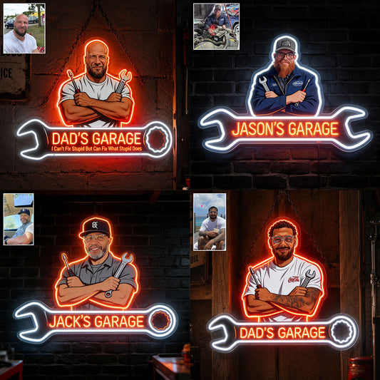 Gift For Him, Father's Day Gift - Personalized Garage LED Light Acrylic Sign