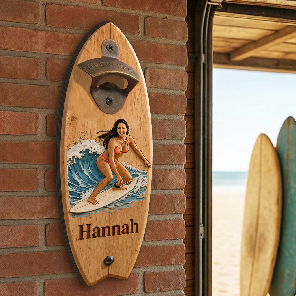 Beach Lover - Personalized Surfing Wall Bottle Opener