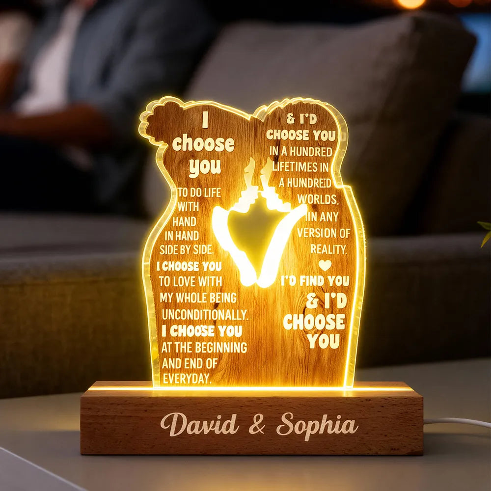 Personalized Block LED Light Plaque Couple Silhouette Quote Night Light for Bedroom - Unique Romantic Gift for Him or Her