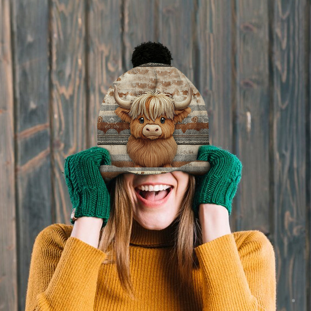 Cute Highland Cow - Personalized Highland Cow Beanie Hat
