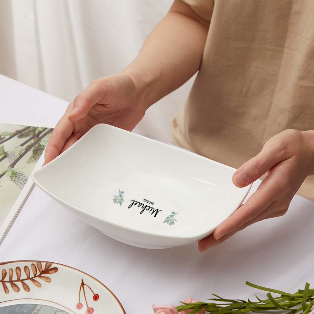Name Engraved Tableware Plate Flower - gift for anyone - Personalized Plate