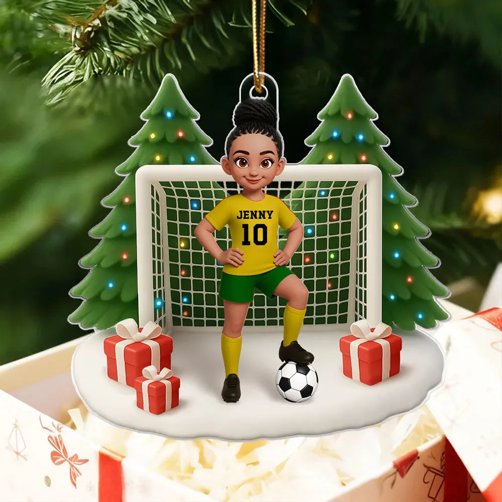 Soccer Acrylic Ornament – Sporty Holiday Gift for Football Lovers, Festive Christmas Tree Decoration