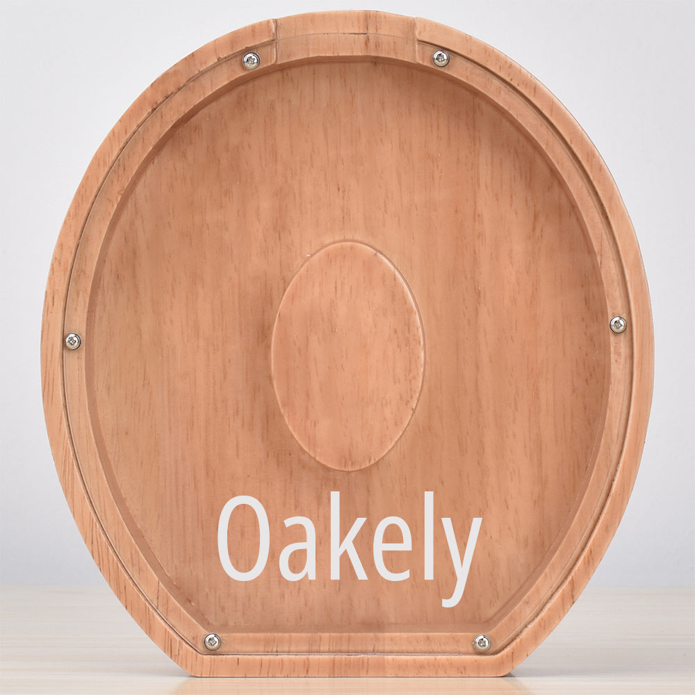 Custom Initial And Name - Personalized Letter And Name Oak Wooden Piggy Bank