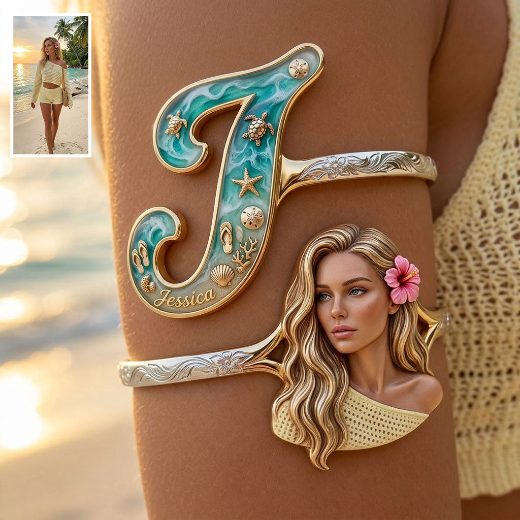 Beach Trip Accessories - Personalized Sea Lover Shaped Cuff Bracelet