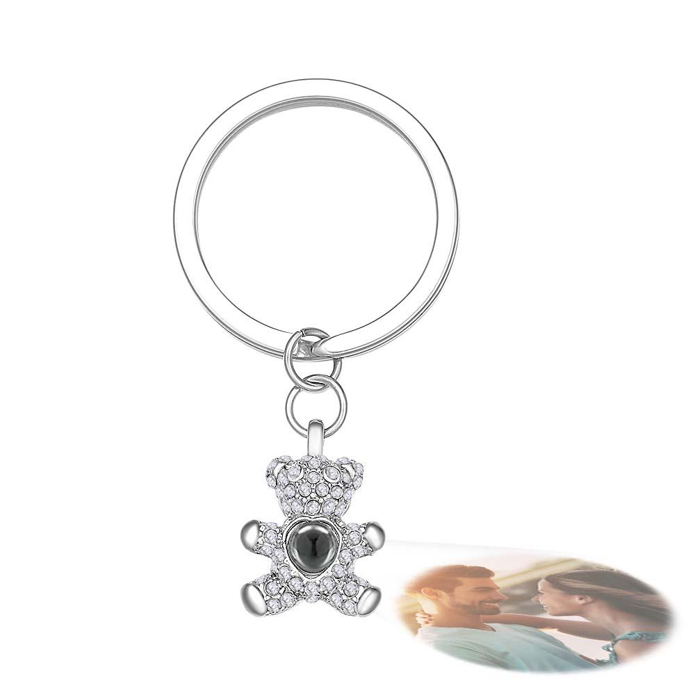 Custom Photo Bear Projection - gift for anyone, dog lover, cat lover, who lost a loved one - Personalized Keychain