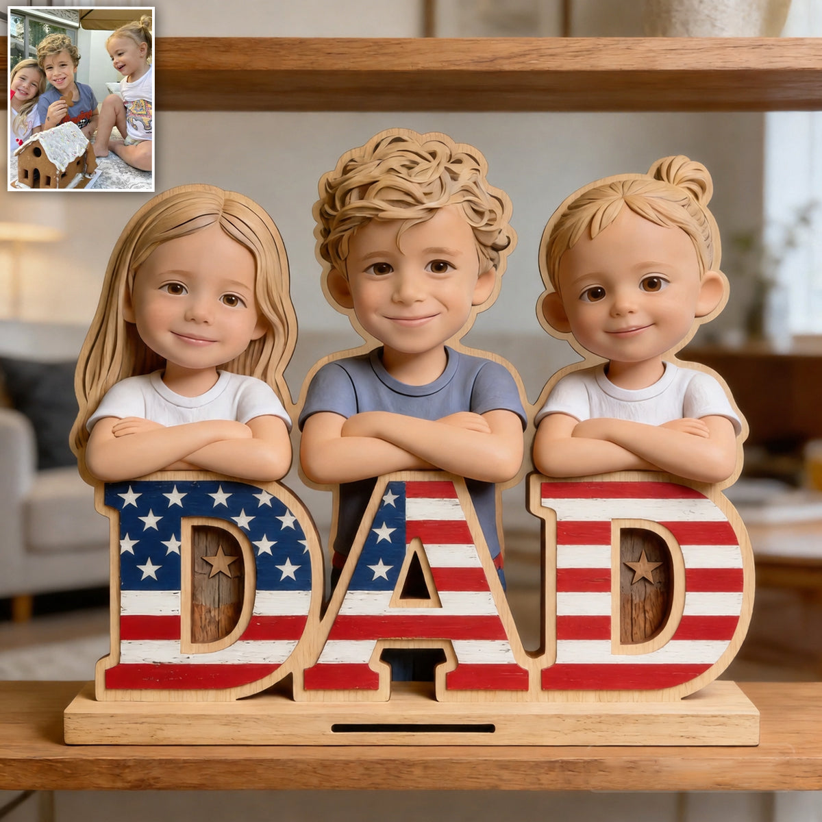 Father's Day Gift - Personalized Father 2 Layered Big Freestanding