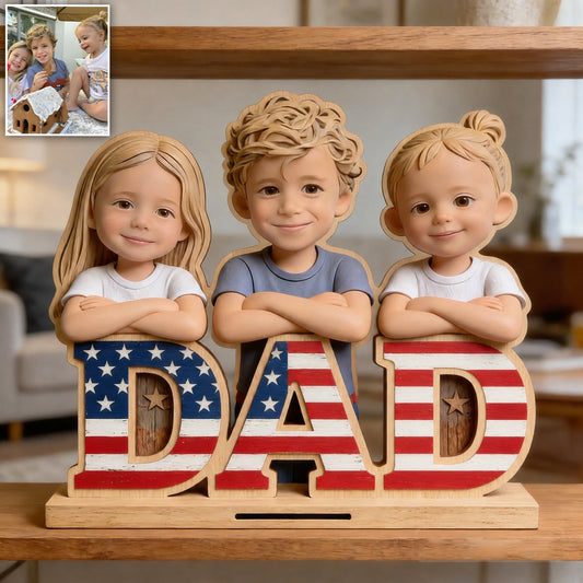 Father's Day Gift - Personalized Father 2 Layered Big Freestanding