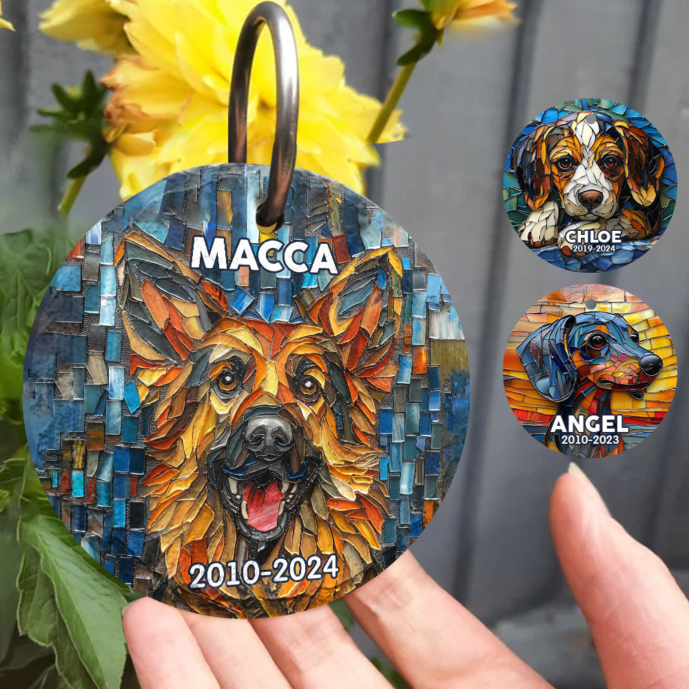 Dog on Ceramic Tiles - Personalized Dog Round Hanging Garden Slate