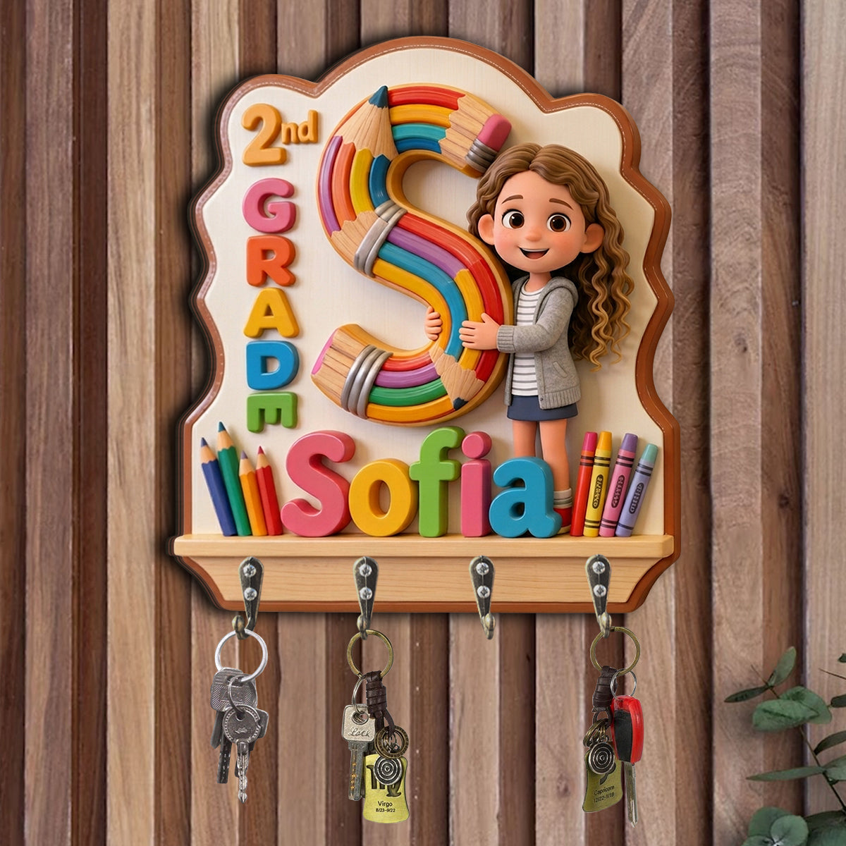 Back To School - Personalized Kid Custom Shaped Hanging Rack