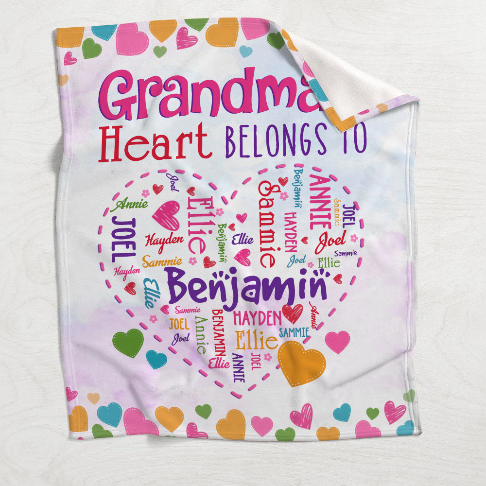 Grandma's Heart - Personalized Grandma Blanket