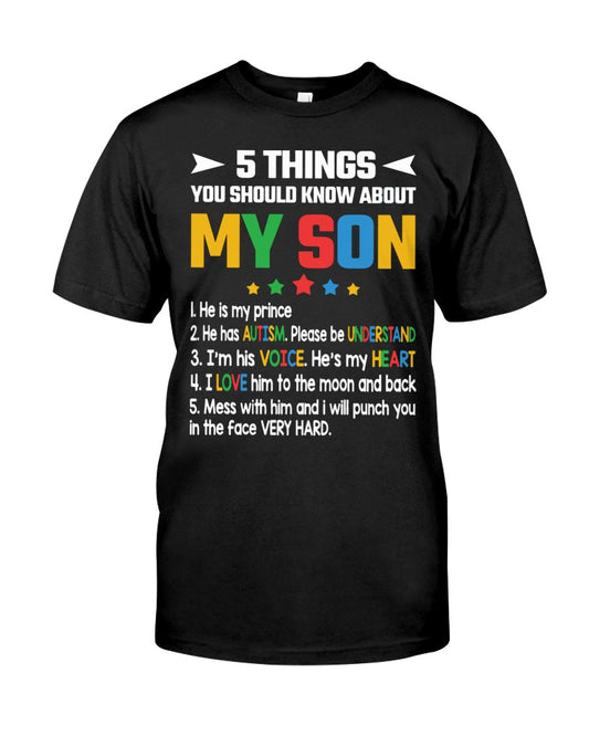 5 Things You Should Know About My Son - Autism Awareness T-shirt and Hoodie 0921