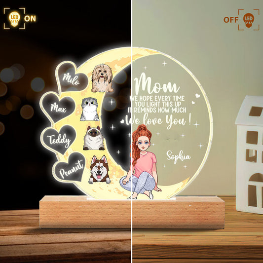 Mom, We Hope - Personalized Mother's Day Dog Shaped Plaque Light Base