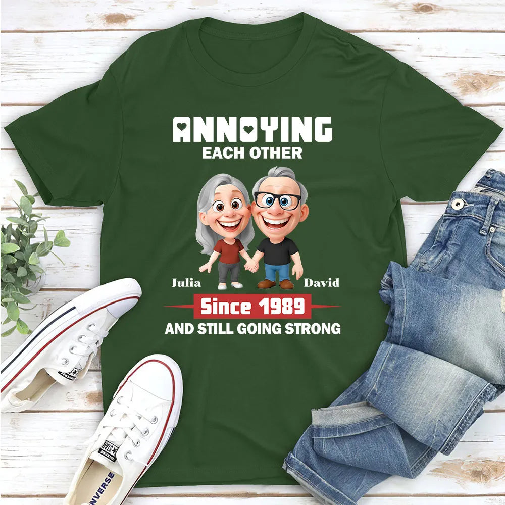 Personalized Classic Tee with Cute Couple Holding Hands - Annoying Each Other Fun Gift for Couples