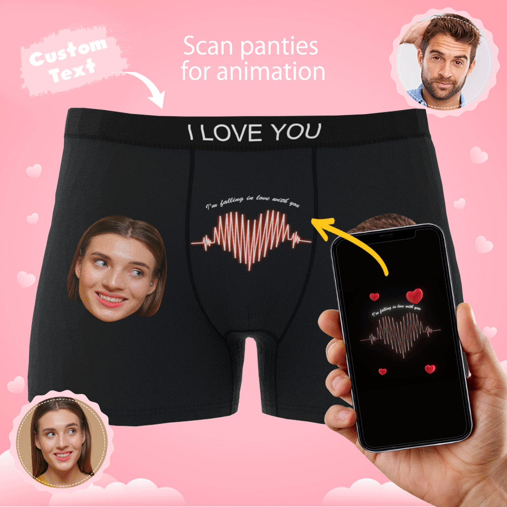 Custom Photo Boxer Electrocardiogram AR View - Personalized Couple Men's boxer briefs