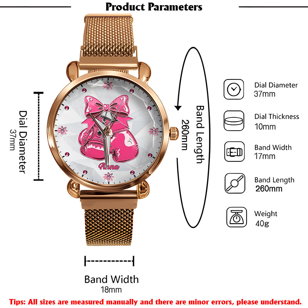 Faith Hope Love - Personalized Breast Cancer Awareness Women Hand Watch