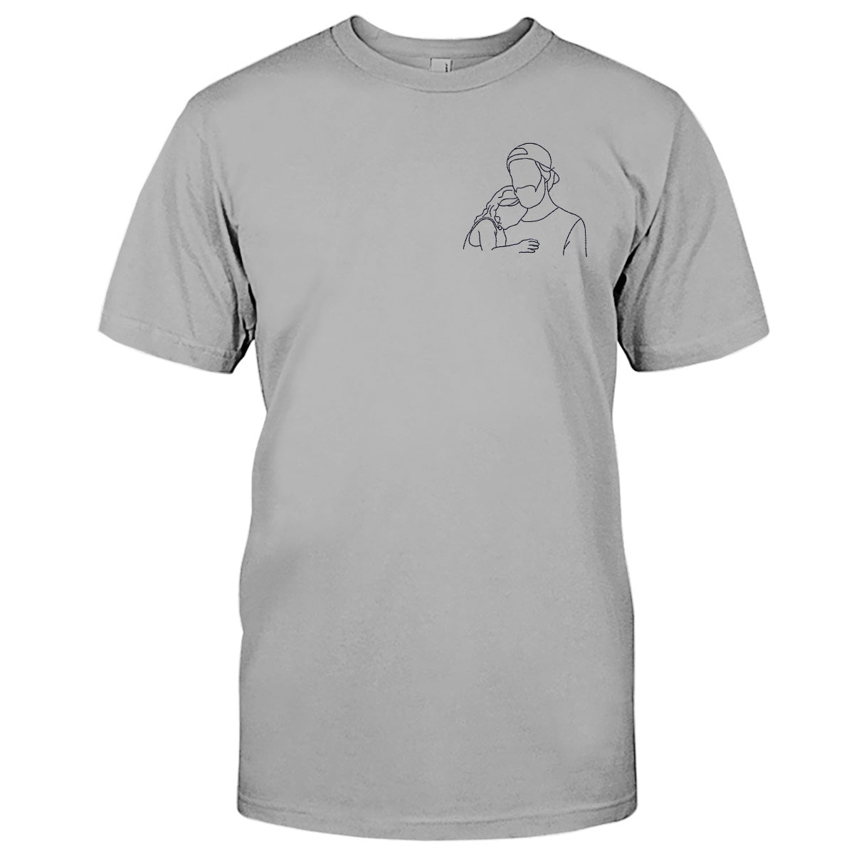 Custom Line Art - Personalized Step Dad Embroidered T-shirt