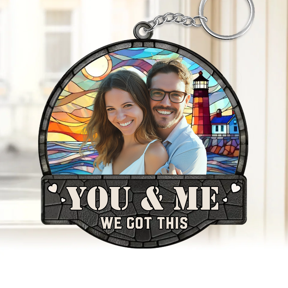 Custom Couple Plaque Keychain - Personalized Anniversary Ornament Gift