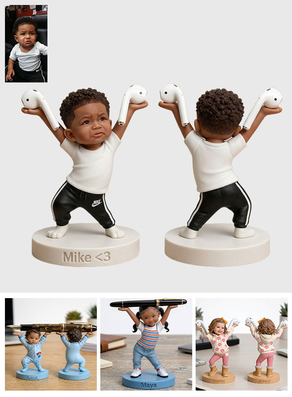 Cute Pen/ Bluetooth Earphone Holder Desk Accessories for Parents - Personalized Kid Premium 3D Figurine