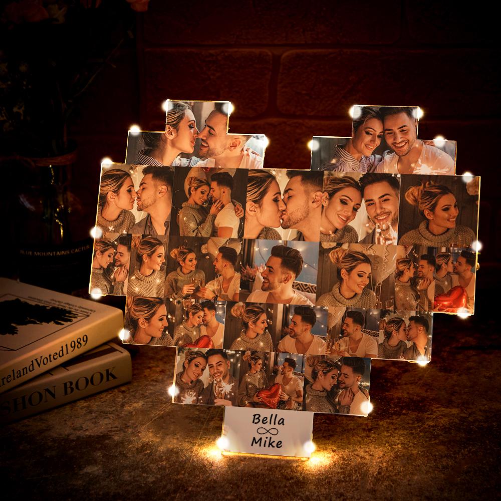 Custom Heart Photo Lamp - Personalized Couple Lamp