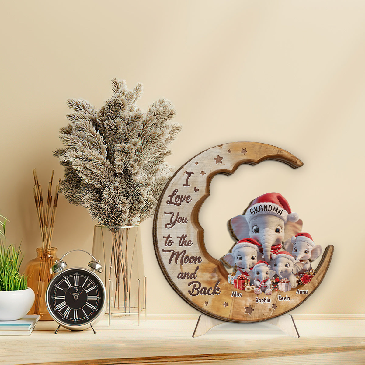 I Love You To The Moon And Back - Personalized Grandma 2 Layered Wood Sign / Wood Plaque