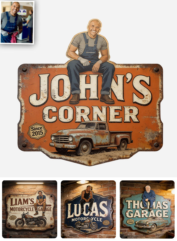 Garage Sign - Custom From Photo - Personalized Mechanic Cut Metal Sign