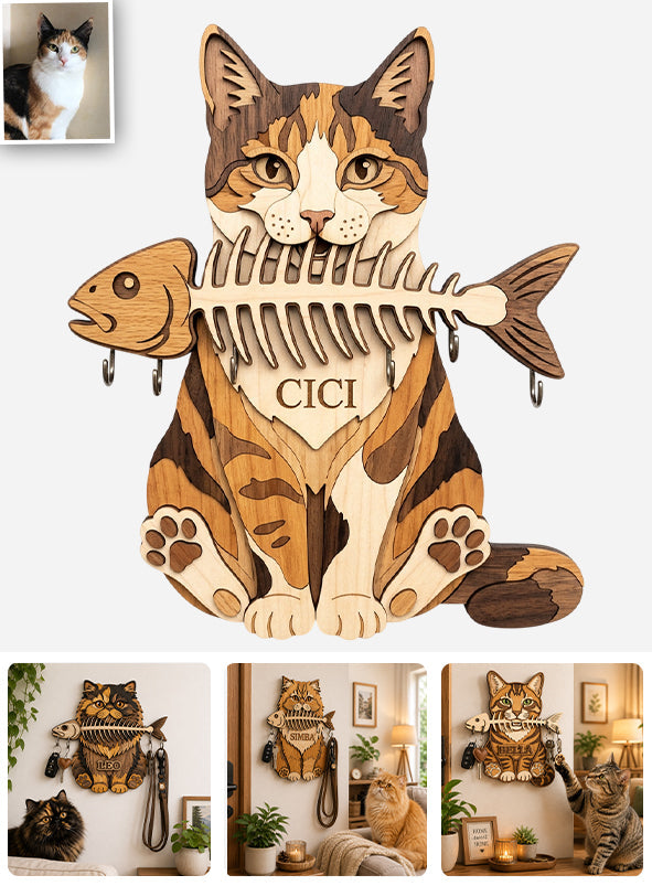 Funny Pet Keyrack - Personalized Cat Custom Shaped Hanging Rack