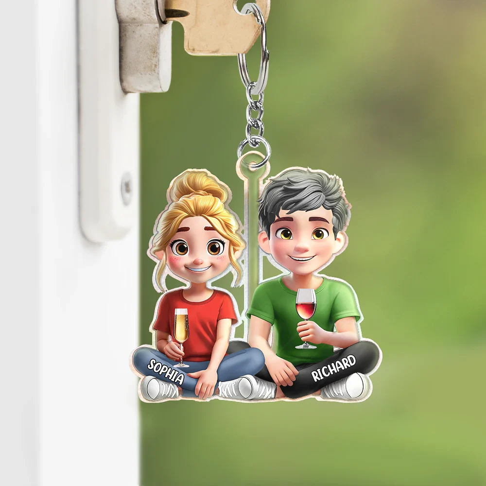 Personalized Dog Mom & Dad Acrylic Keychain with 3D Effect