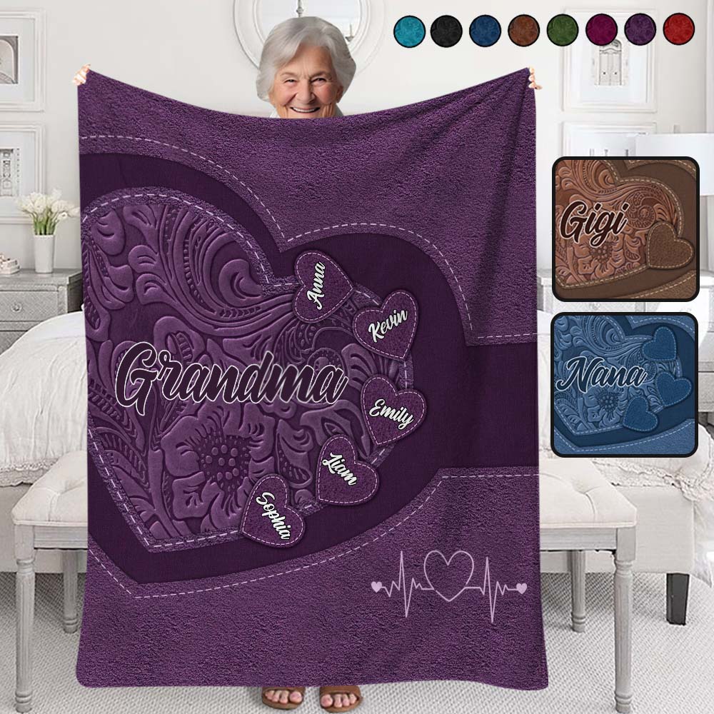 Grandma's Heart - Personalized Grandma Blanket