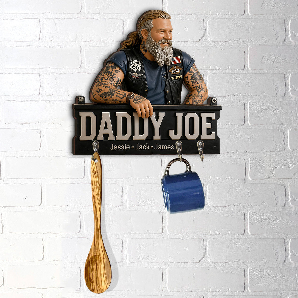 Father's Day Gifts For Dad, Grandpa - Personalized Father Custom Shaped Hanging Rack