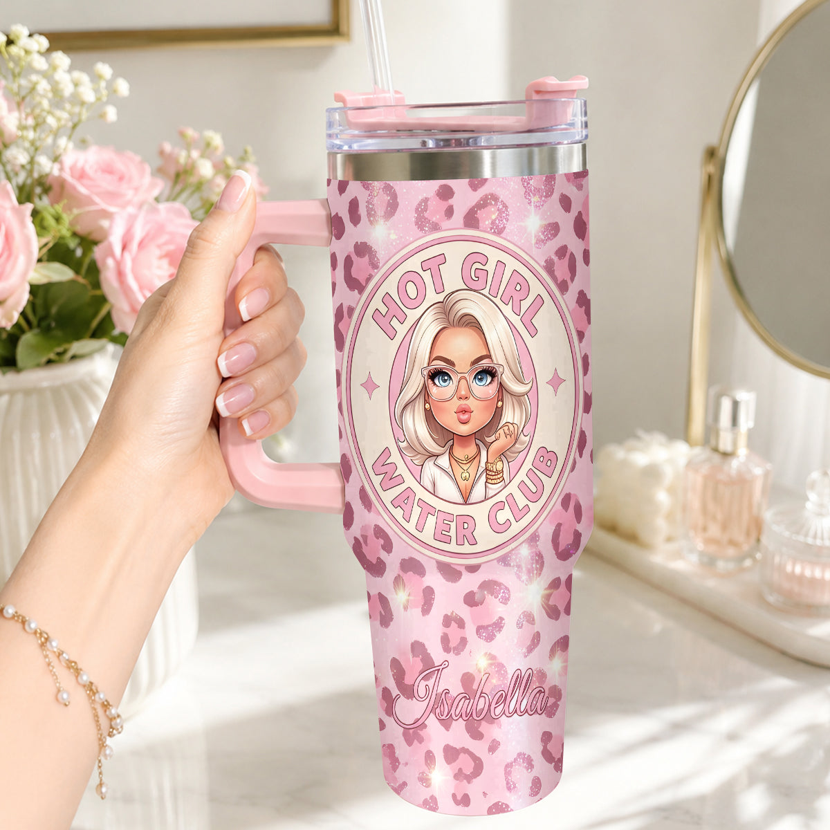 Hot Girl Water's Club, Gift for Women - Personalized Self love Tumbler With Plush Charm