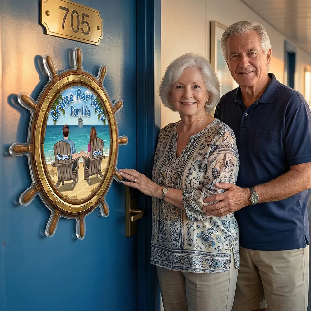 Acrylic Magnet Personalized Cruise Couple Keepsake with Ship Wheel Design - Sweet Romantic Gift for Your Travel Partner