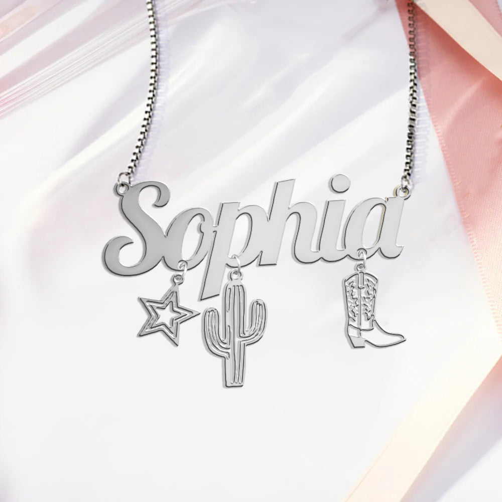 Cowgirl Era - Personalized Cowgirl Necklace With Charms