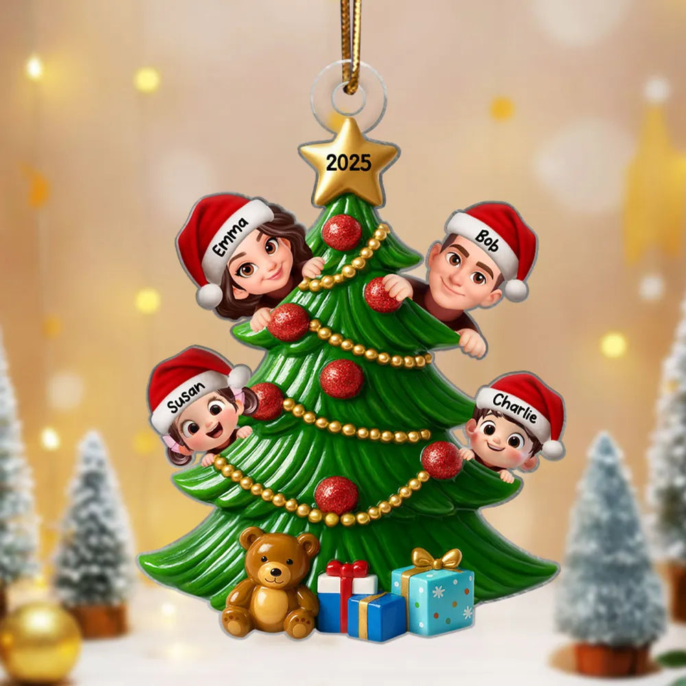 Christmas Tree Family Acrylic Ornament – Custom Christmas Decoration for Family