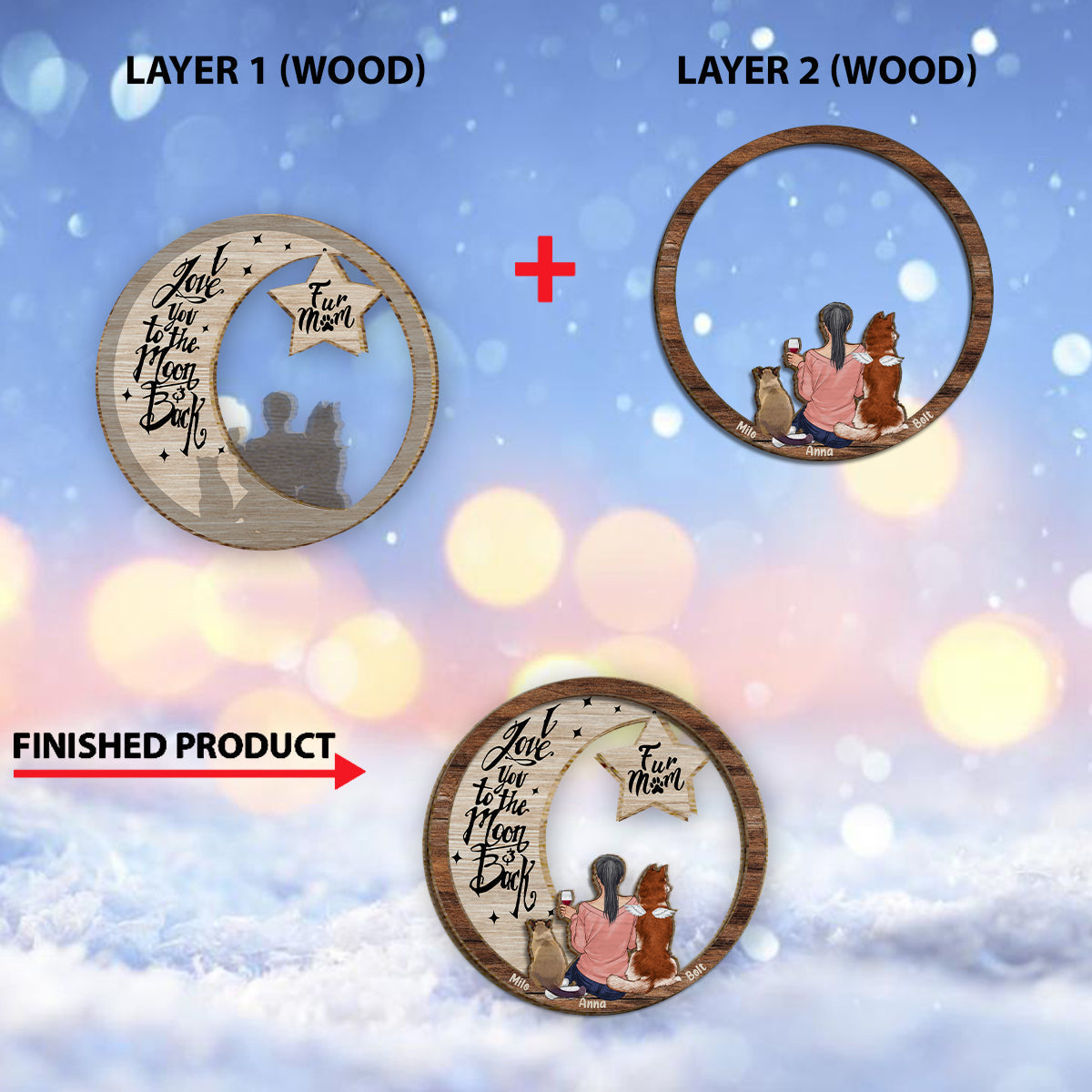 I Miss You I Know Love To The Moon And Back - Personalized Dog 2 Layered Wood Sign / Wood Plaque
