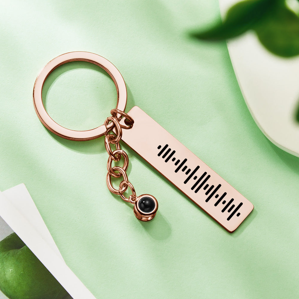 Custom Music Code Projection Music Code Projection Keychain - gift for anyone, who lost a loved one - Personalized Keychain
