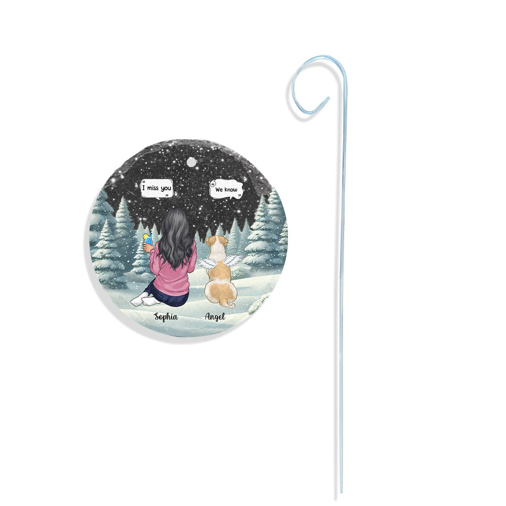 I Miss You - Personalized Dog Round Hanging Garden Slate