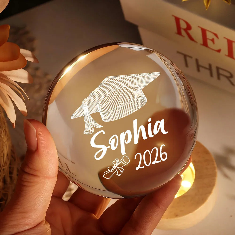 Personalized Globe Lamp With Graduation Cap Illusion Night Light, Unique Graduation Gift Keepsake