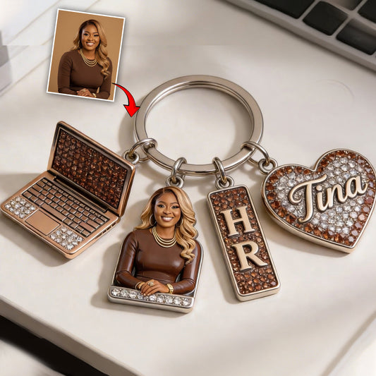 Custom Any Photo, Any Title - Personalized Colleague Premium Keychain With Charms