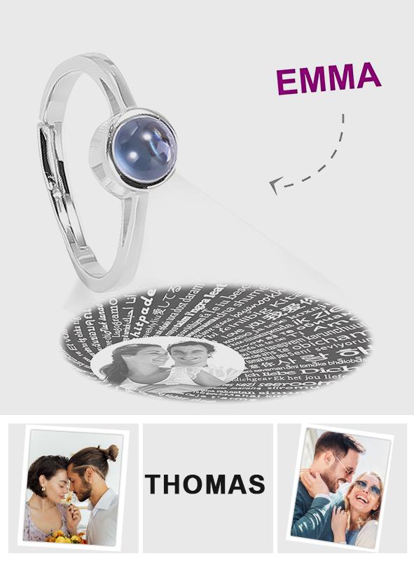 I Love You In Every Languages - Personalized Couple S925 Silver Projection Ring