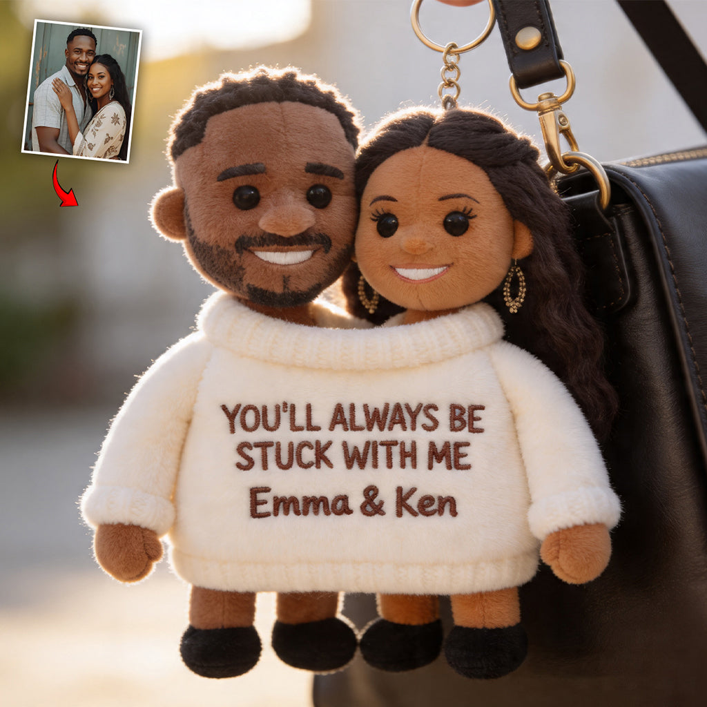 Always Stuck With Me - Personalized Couple Plush Keychain