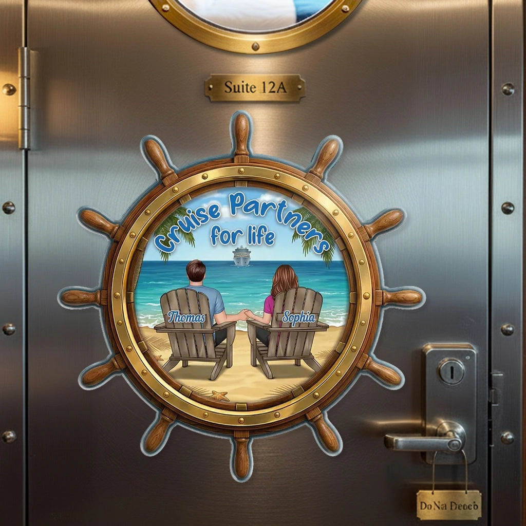 Acrylic Magnet Personalized Cruise Couple Keepsake with Ship Wheel Design - Sweet Romantic Gift for Your Travel Partner