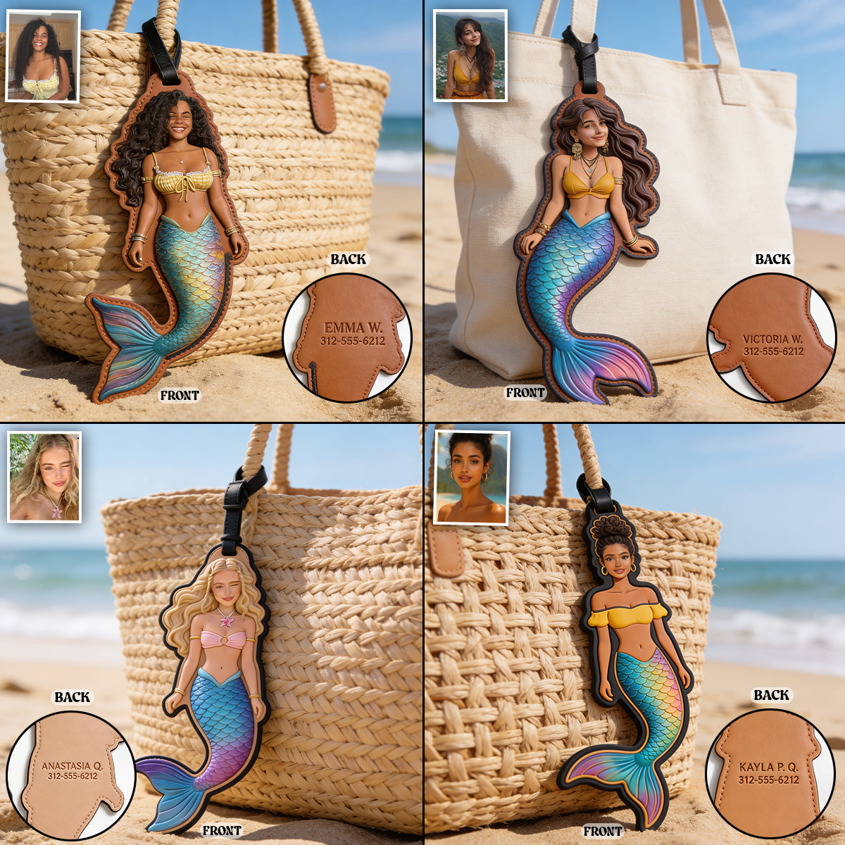 Beach Lover - Personalized Mermaid Luggage Tag