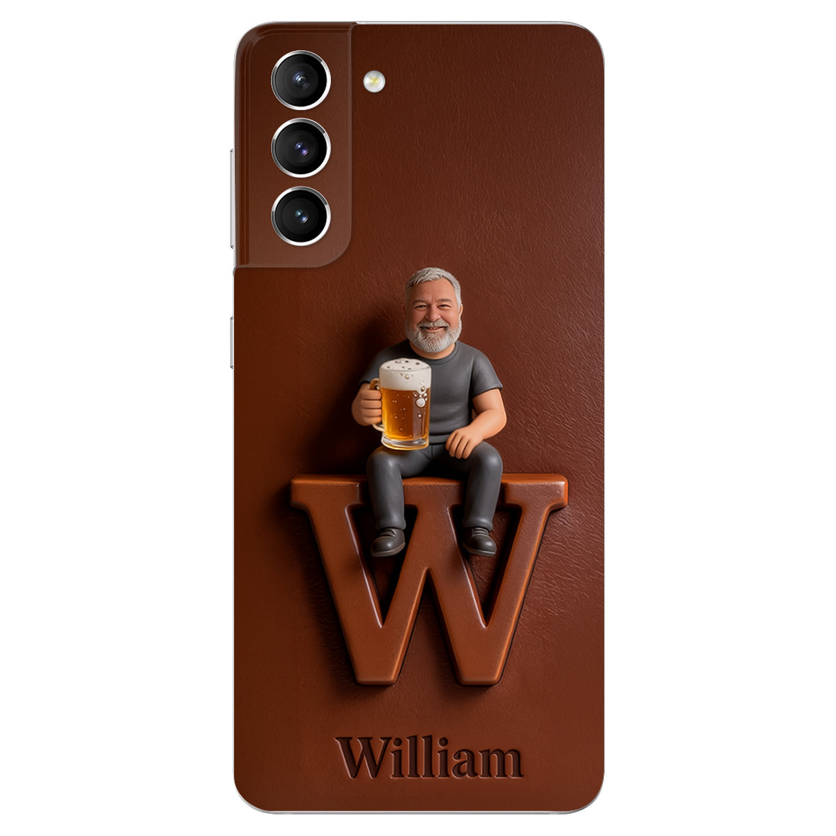 Custom Any Photo - Personalized Beer 3D Embossed Leather Phone Case